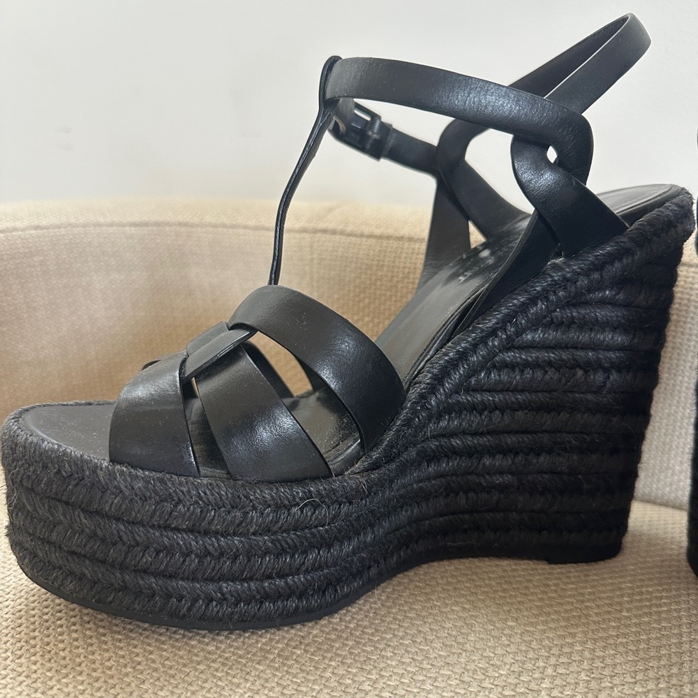 Saint Laurent Black Wedge Heels - Picture 9 of 14